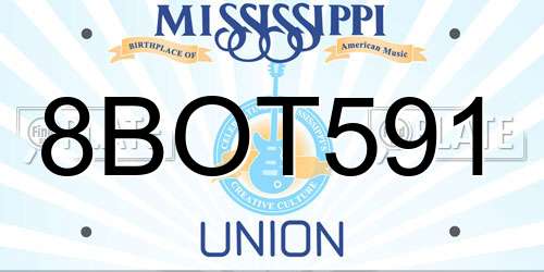 8BOT591 Mississippi License Plate