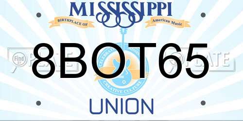 8BOT65 Mississippi License Plate