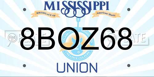 8BOZ68 Mississippi License Plate