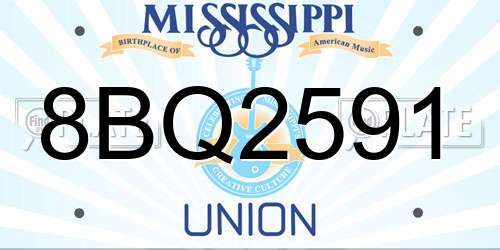 8BQ2591 Mississippi License Plate