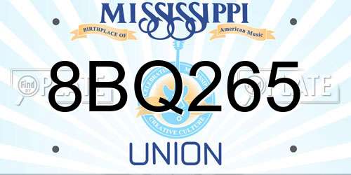 8BQ265 Mississippi License Plate