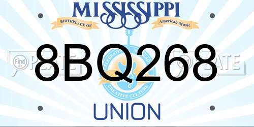 8BQ268 Mississippi License Plate
