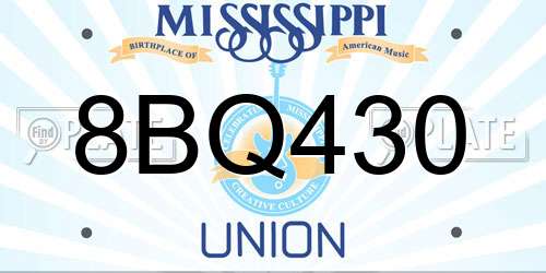 8BQ430 Mississippi License Plate