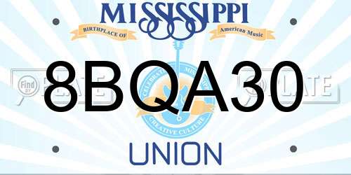 8BQA30 Mississippi License Plate