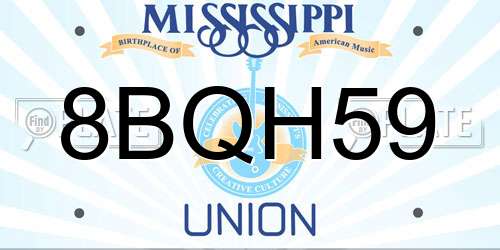 8BQH59 Mississippi License Plate