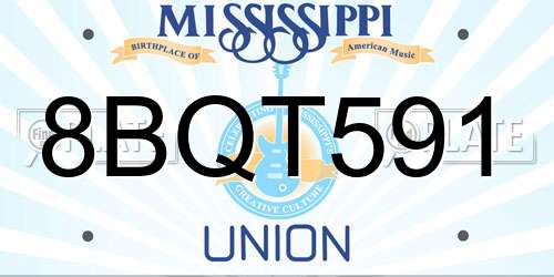 8BQT591 Mississippi License Plate