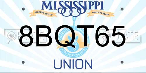 8BQT65 Mississippi License Plate