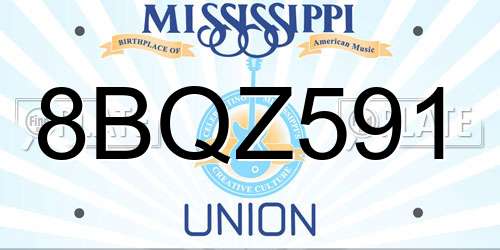8BQZ591 Mississippi License Plate