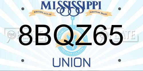 8BQZ65 Mississippi License Plate
