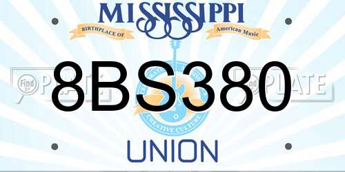 8BS380 Mississippi License Plate