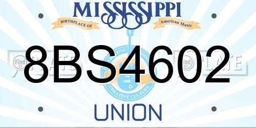 8BS4602 Mississippi License Plate