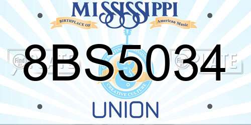 8BS5034 Mississippi License Plate