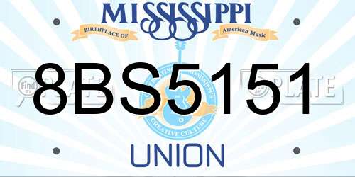 8BS5151 Mississippi License Plate