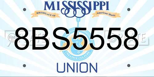 8BS5558 Mississippi License Plate