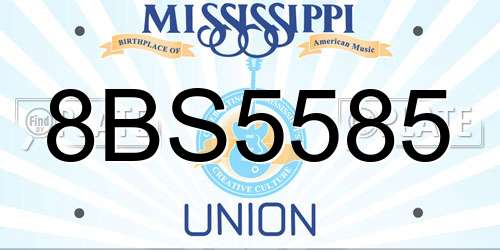 8BS5585 Mississippi License Plate