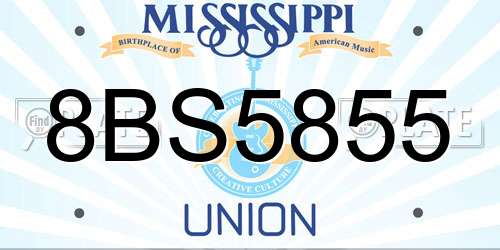 8BS5855 Mississippi License Plate