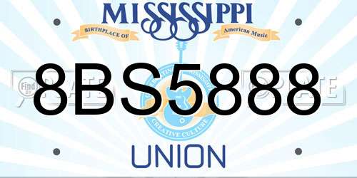 8BS5888 Mississippi License Plate