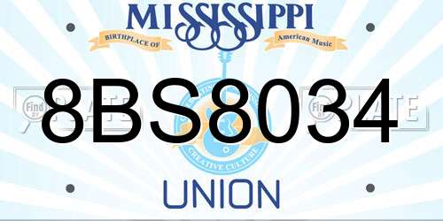 8BS8034 Mississippi License Plate