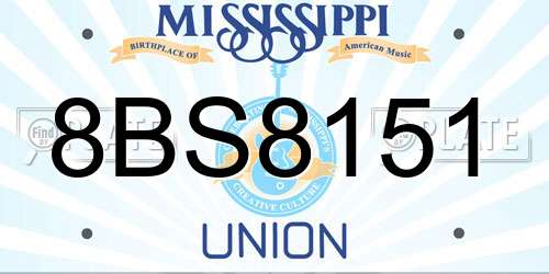 8BS8151 Mississippi License Plate