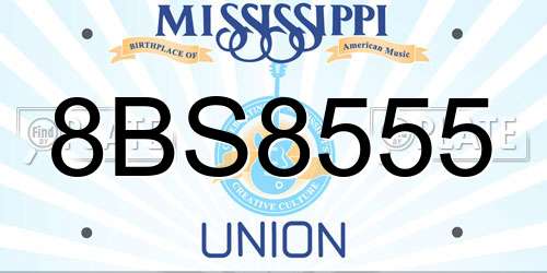 8BS8555 Mississippi License Plate