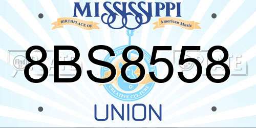 8BS8558 Mississippi License Plate