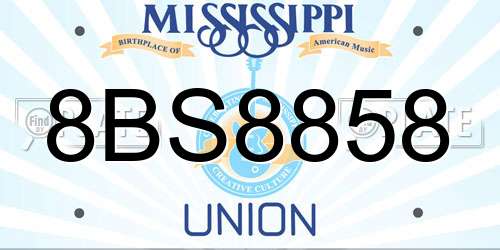 8BS8858 Mississippi License Plate