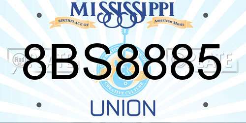 8BS8885 Mississippi License Plate