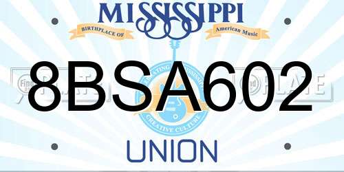 8BSA602 Mississippi License Plate