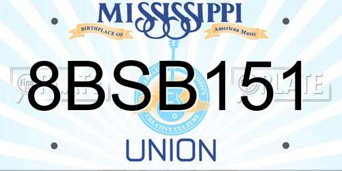 8BSB151 Mississippi License Plate