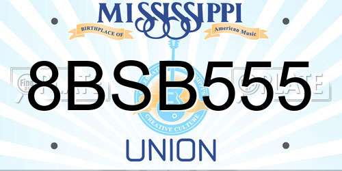 8BSB555 Mississippi License Plate
