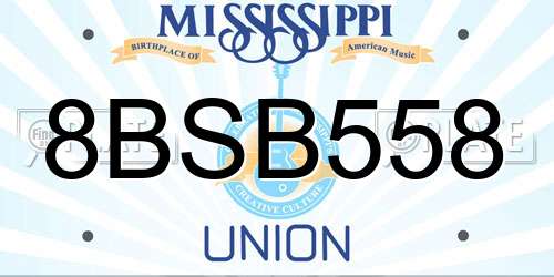 8BSB558 Mississippi License Plate