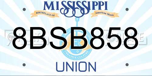 8BSB858 Mississippi License Plate