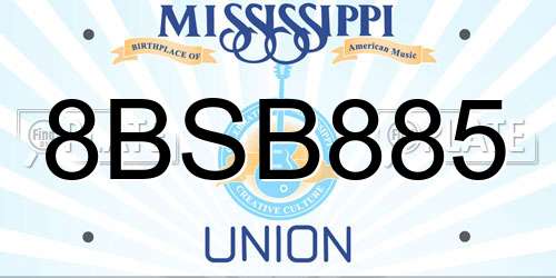 8BSB885 Mississippi License Plate