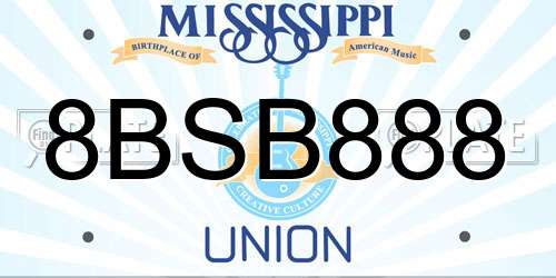 8BSB888 Mississippi License Plate