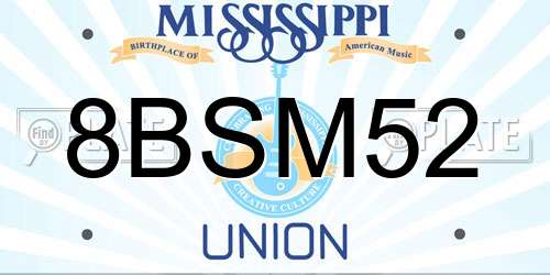 8BSM52 Mississippi License Plate