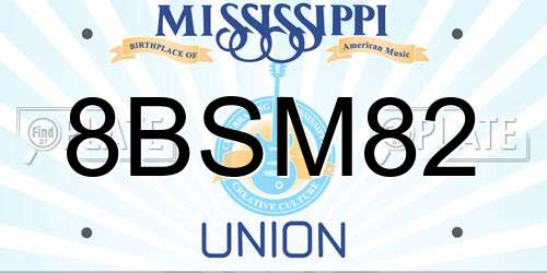 8BSM82 Mississippi License Plate