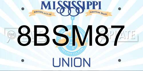 8BSM87 Mississippi License Plate
