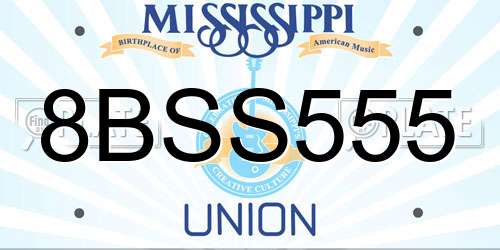 8BSS555 Mississippi License Plate
