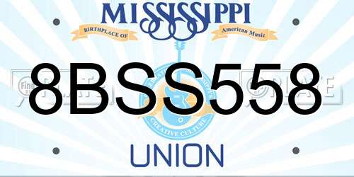 8BSS558 Mississippi License Plate
