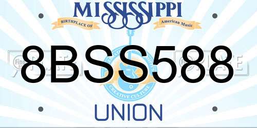 8BSS588 Mississippi License Plate