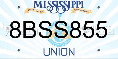8BSS855 Mississippi License Plate