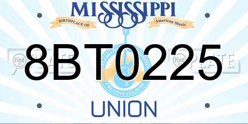 8BT0225 Mississippi License Plate