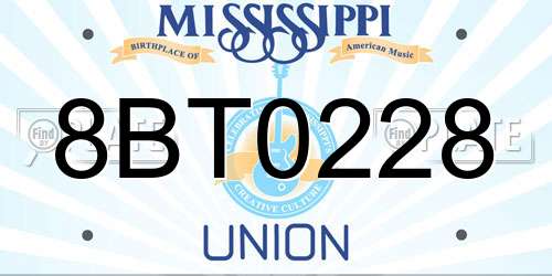 8BT0228 Mississippi License Plate