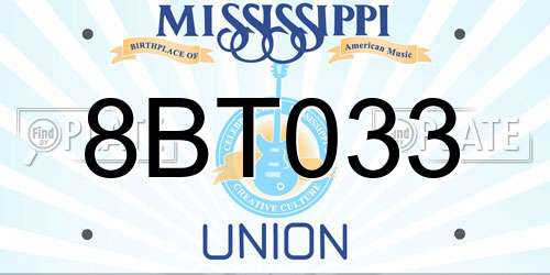 8BT033 Mississippi License Plate