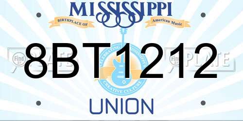 8BT1212 Mississippi License Plate