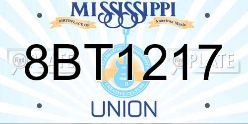 8BT1217 Mississippi License Plate