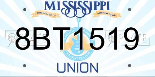 8BT1519 Mississippi License Plate