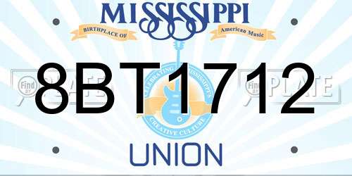 8BT1712 Mississippi License Plate