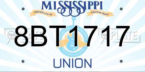 8BT1717 Mississippi License Plate
