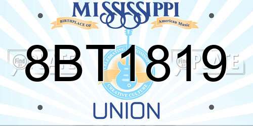 8BT1819 Mississippi License Plate
